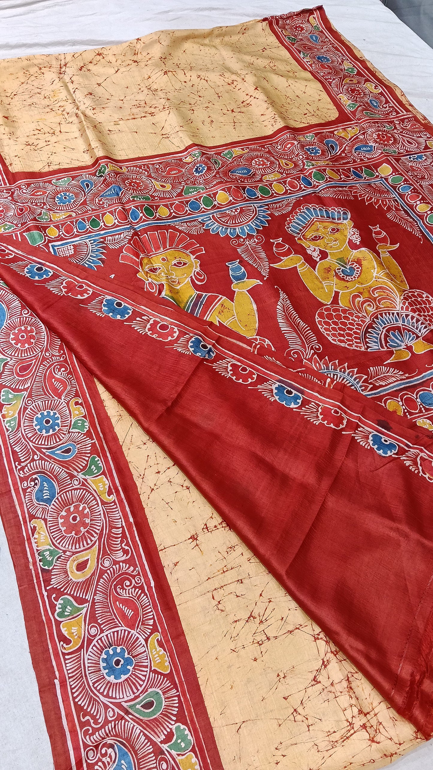 Beautiful Batik Hand-Painted Pure Silk Saree – Silk Mark Certified
