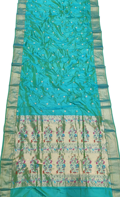 Traditional 9 Yard Kadiyal Paithani Saree – Pure Silk with Rich Pallu & Contrast Blouse