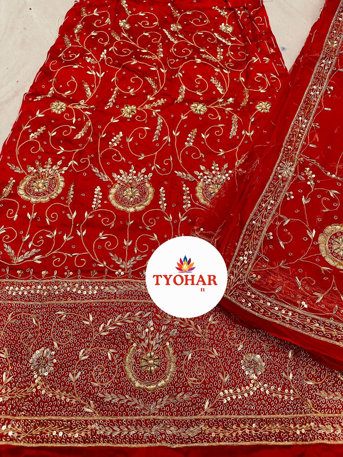 Heavy Bemberg Satin Rajasthani Poshak – Thakurji Pure Odhna with Bridal Jardozi Dabka Work