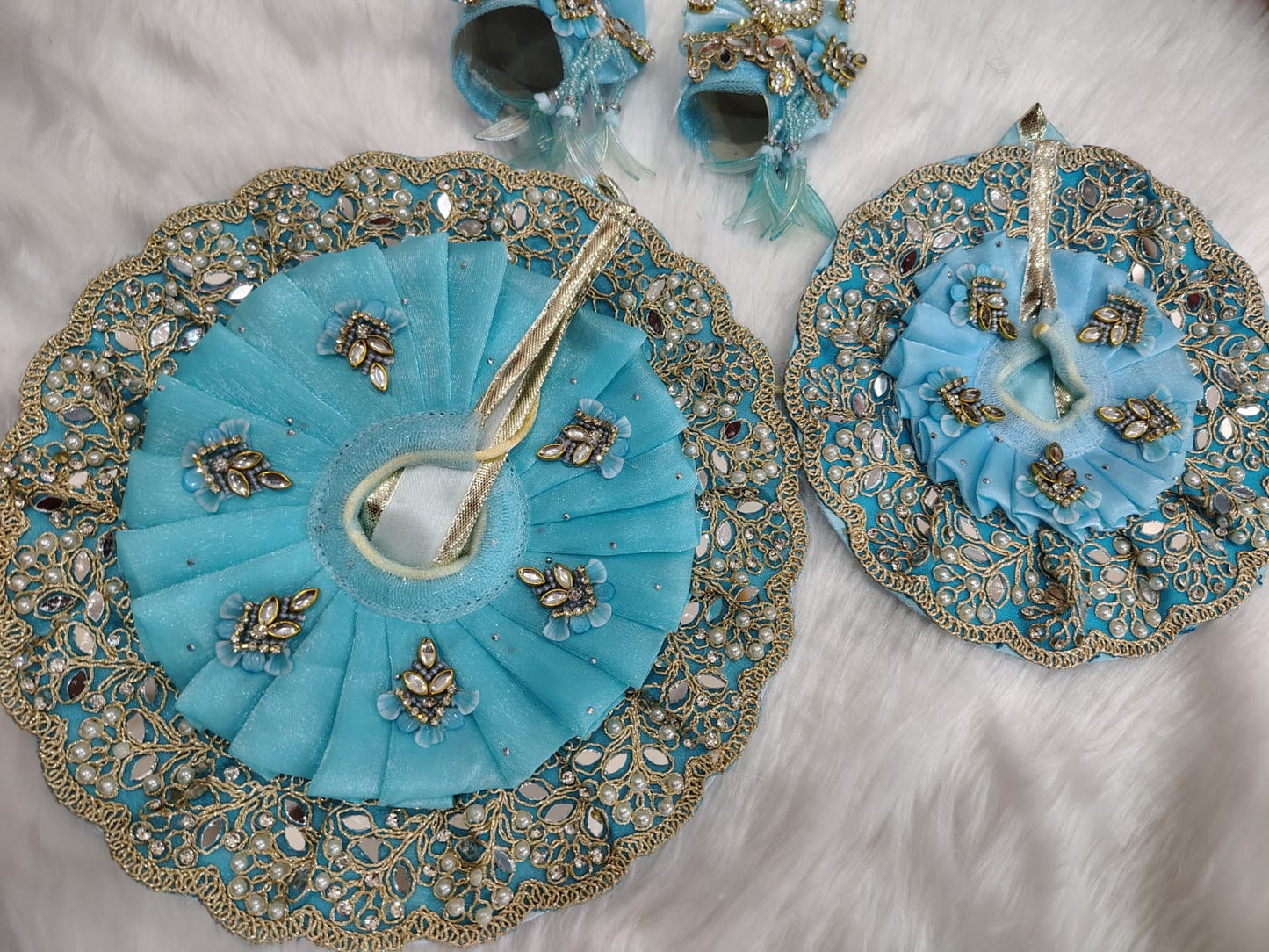 Designer Ladoo Gopal Poshak Set | Luxury Krishna Dress with Mukut