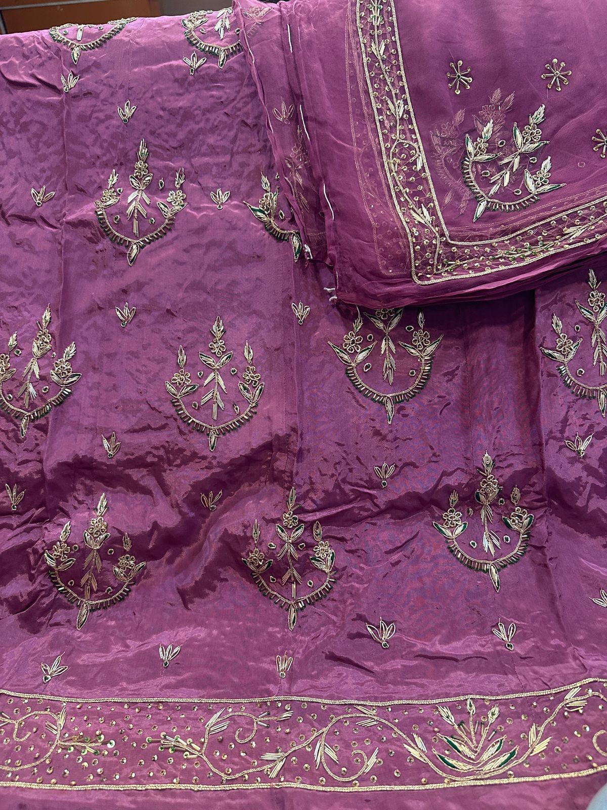 Regal Tissue Silk Thakurji Poshak with Exquisite Jardoji Dabka Detailing