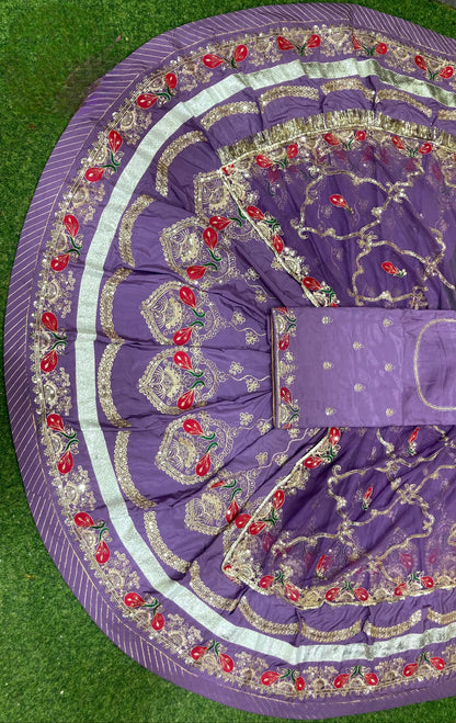 DESIGHNER  4 MTR GHER CREPSILK pure odhna vintage style beautiful Rajputi poshak