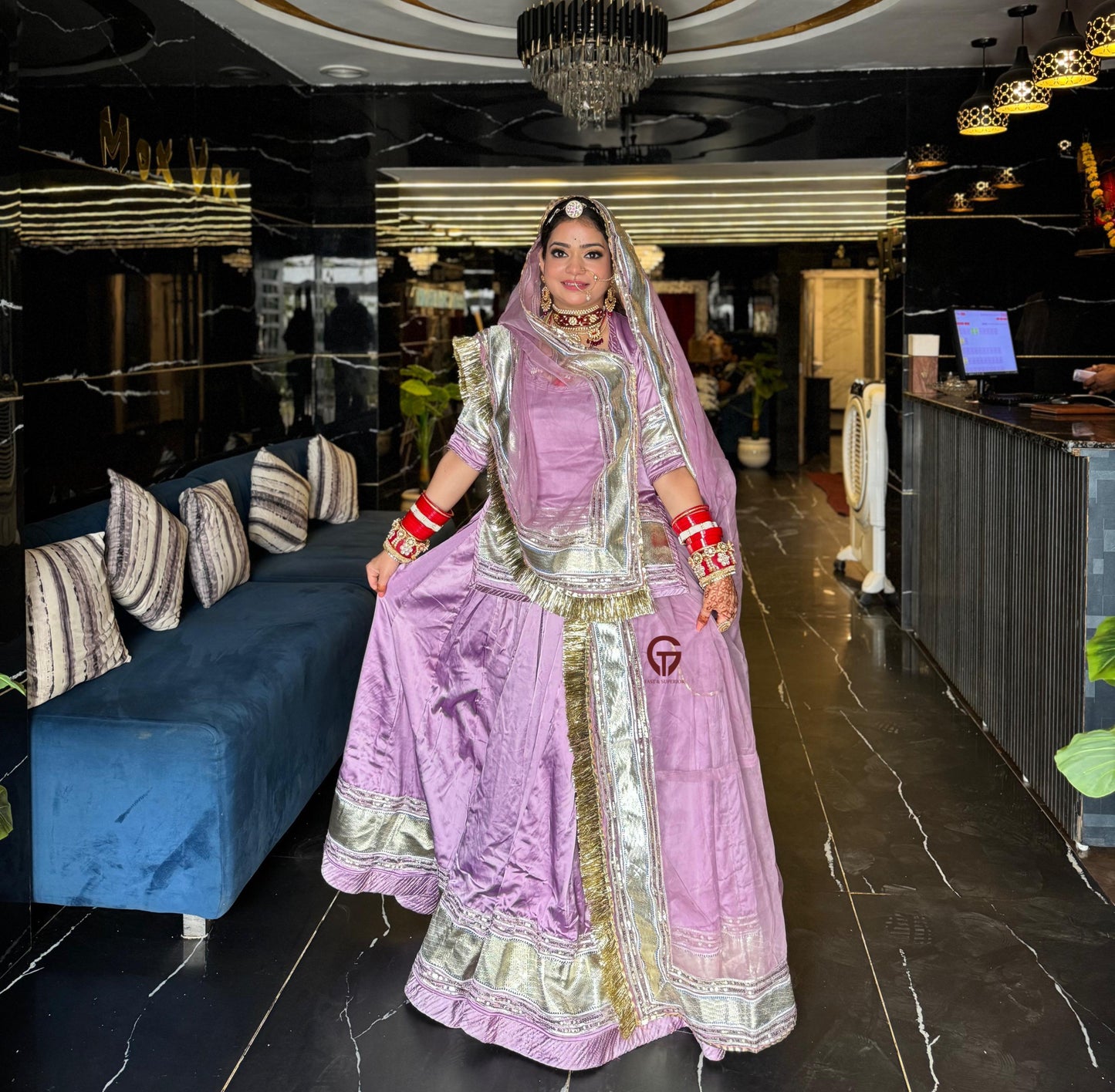 Elegant Partywear Poshak - 32 Kali Heavy Gher, Gota Patti & LafaSikkiya Work