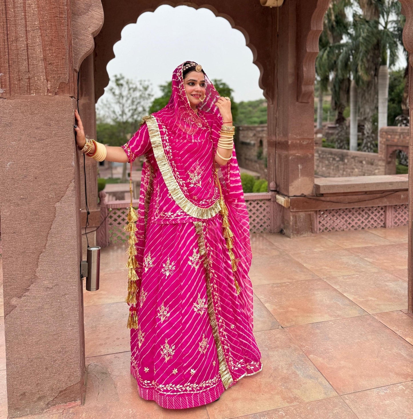 Lahriya Special Rani Colour Humrahi Poshak | Pure Ethnic Lahriya | Zari Kasab & Pitten Work | Unstitched