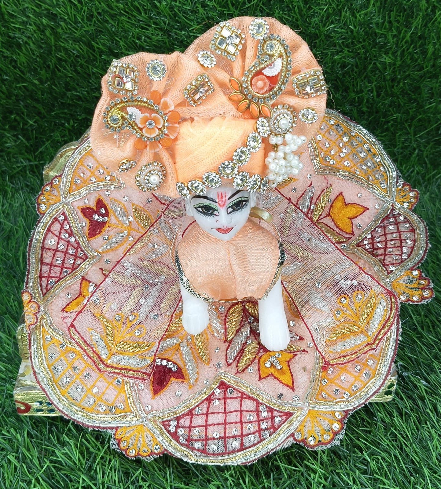 Boutique designer  heavy Ladoo gopalji poshak  6 inch