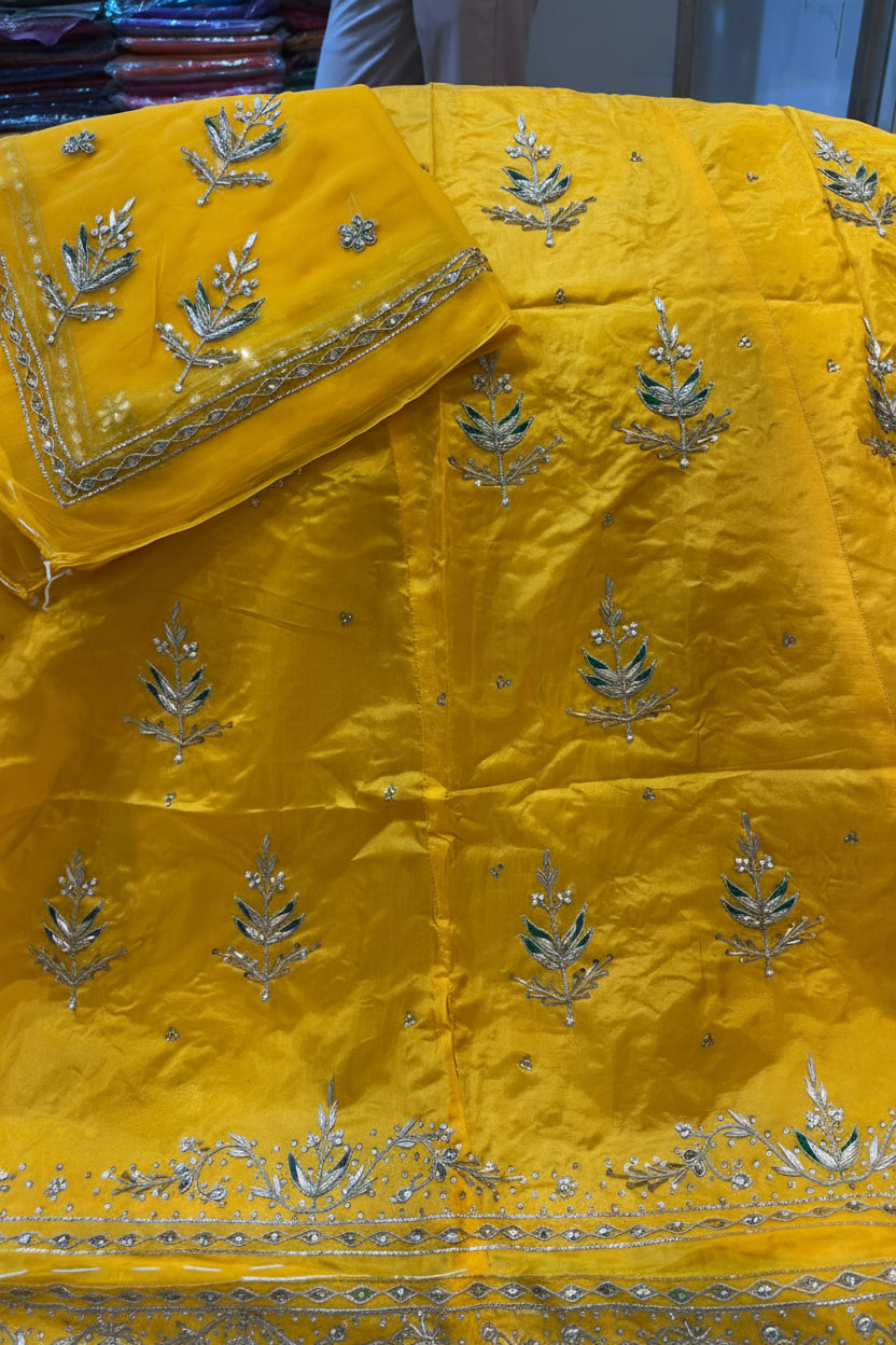 Upada silk Pyor odhna Hevy Dabka  Jardoji handwork Rajasthani poshak