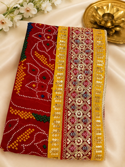 Pyure Georgette Rajasthani Traditional Marwadi chunri           code: w/s 0051
