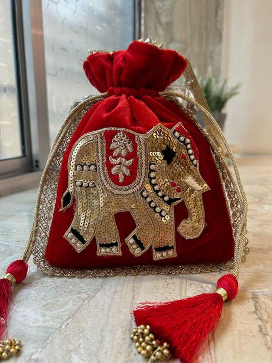 Elegant heavy designer beautiful handmade potli bag pack of 1  size9/8
