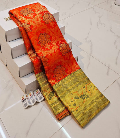 Premium Kanchipuram Pure Silk Bridal Saree – Handloom & Silk Mark Certified