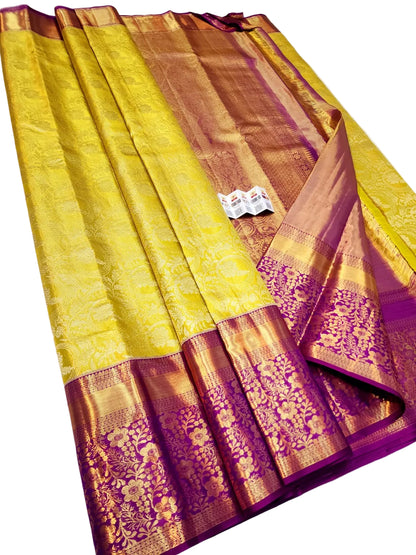 Kanchipuram Pure Silk Handloom Floral Bridal Saree Silk Mark Certified | Pure Pattu Wedding Saree