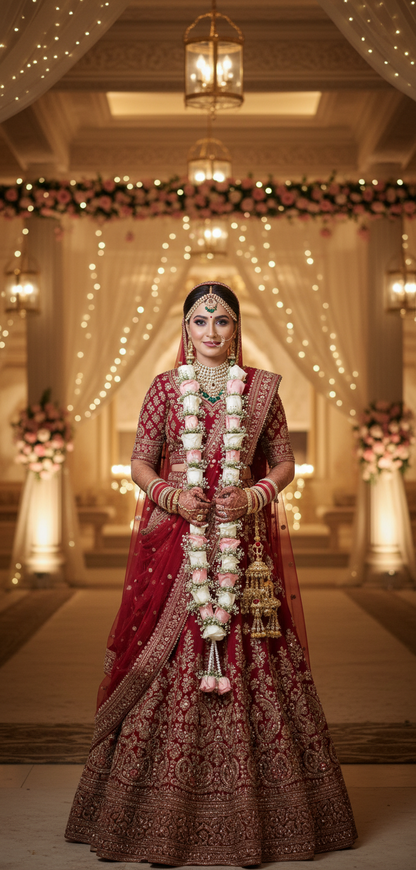 Fresh Flower Wedding Varmala Garland Pair for Bride & Groom – 5.5 ft Long