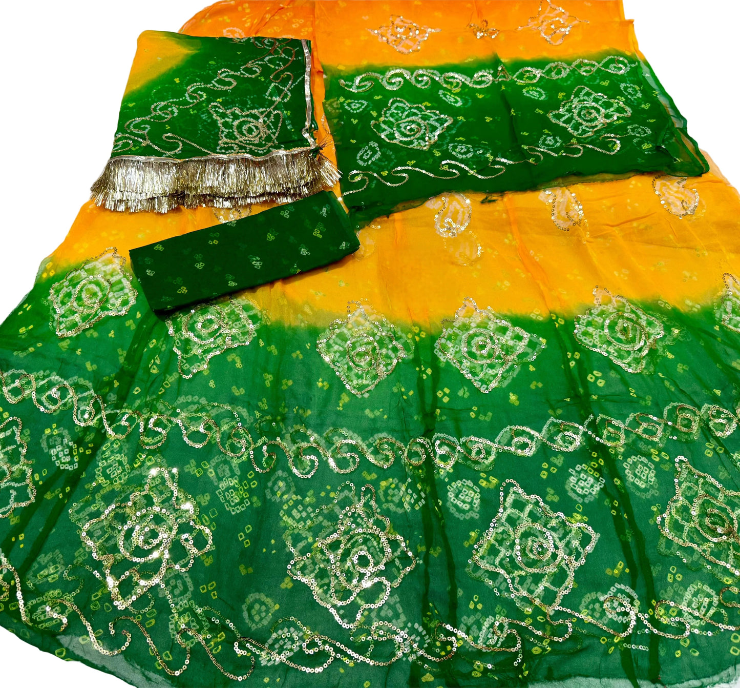 Thakurji Pure Rai Bandhej Poshak with Taari Work & Gota Kiran Finishing