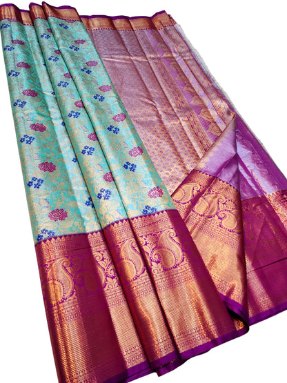 Designer Kanjipuram Semi Tissue Saree – Trendy Traditional Look for Festive & Partywear