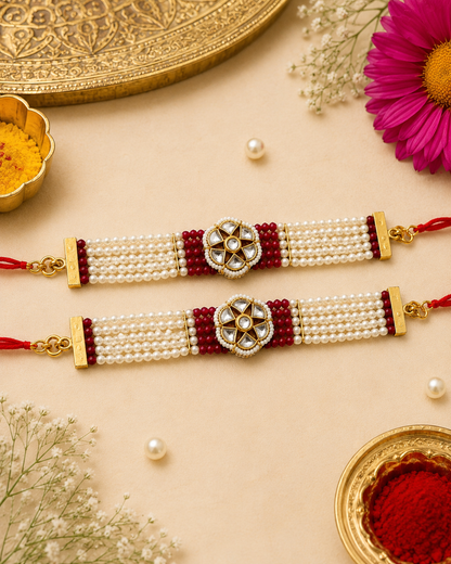 Kundan Work Bracelet Rakhi (Pack of 1)