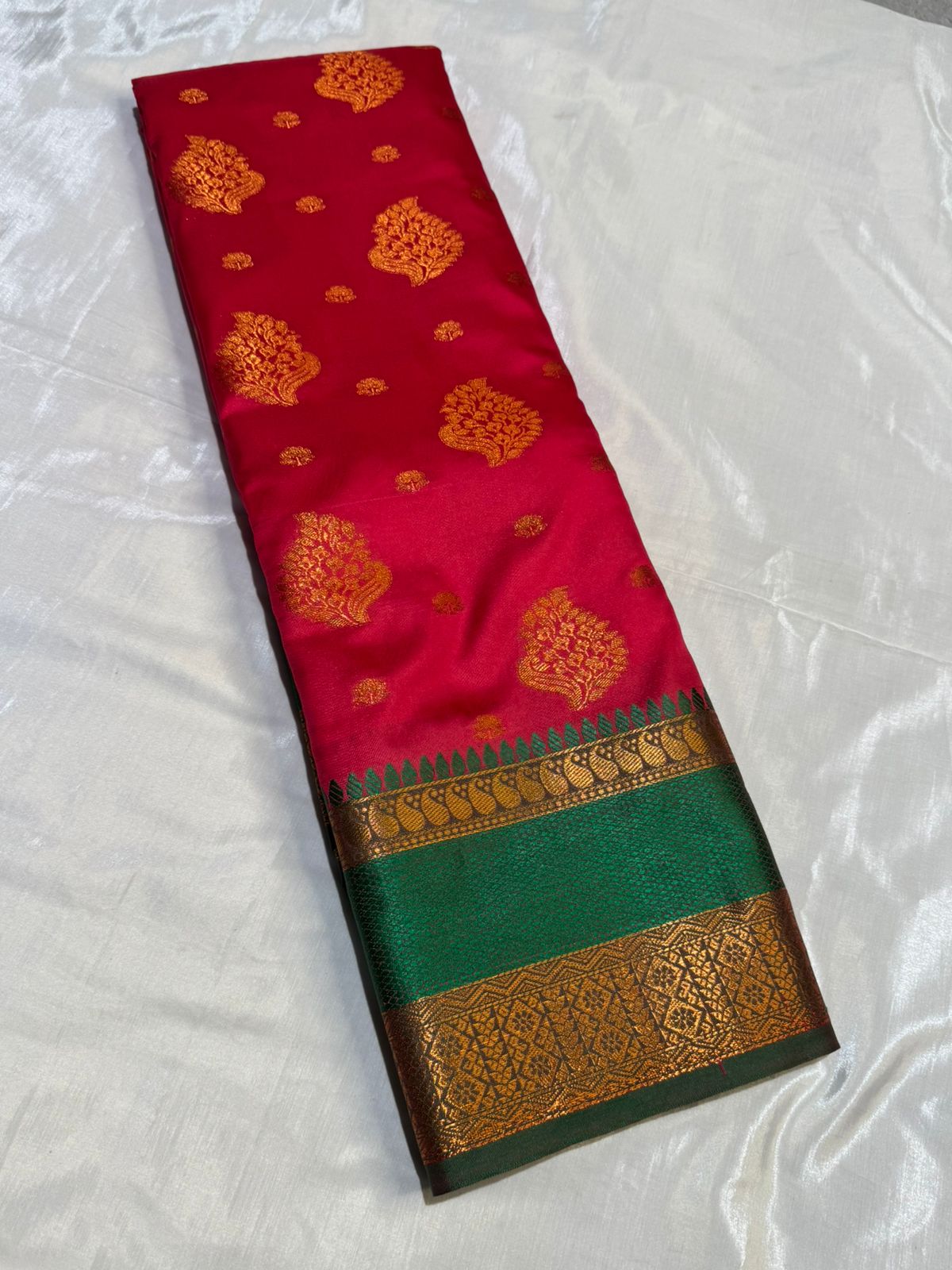 Traditional Big Border Semi Kanchipuram Silk Saree