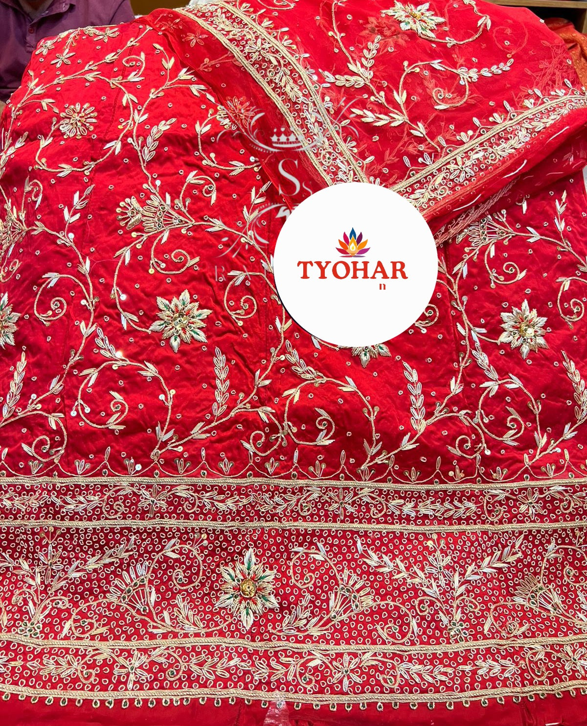 Heavy Bemberg Satin Rajasthani Poshak – Thakurji Pure Odhna with Bridal Jardozi Dabka Work