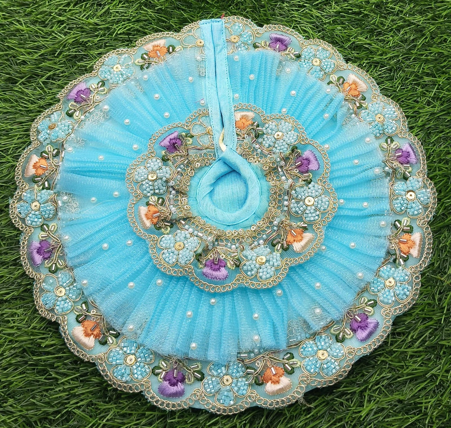 Designer Double Frill beautiful Embroidery  Laddu Gopal Ji Poshak