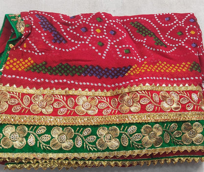 Pure georgette Rajasthani open chunri odna