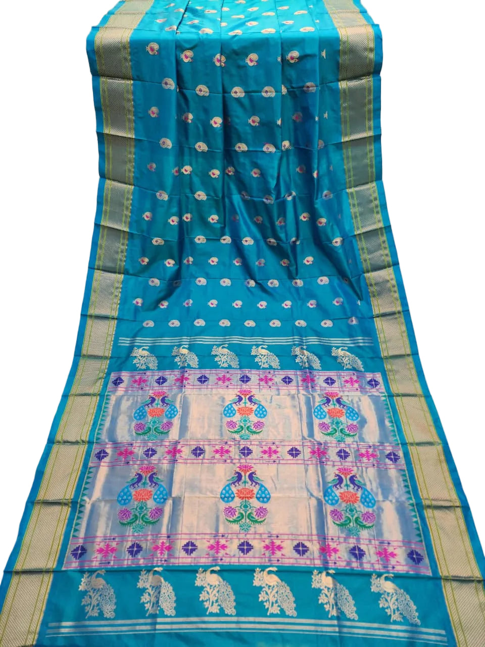 Pure Silk Paithani Saree with Maharani Pallu & Meenakari Buti – Kalanjali Collection