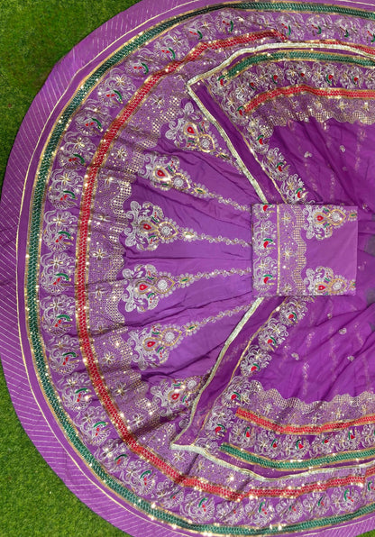 Vintage Barik Zari 4 MTR Gher Rajasthani Poshak – Heavy Crepe Silk Designer Lehenga