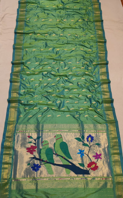 Yeola Fancy Paithani Silk Saree – Pure Handloom Silk, Shoulder Butti, Silk Mark Certified