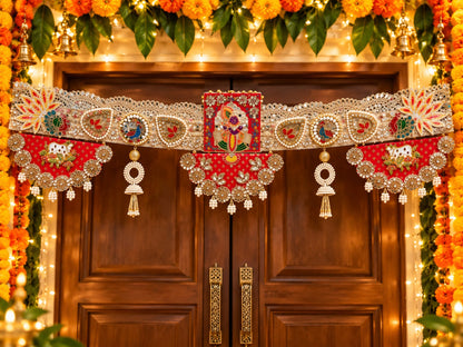 Shreenathji with pichwai design Heavy Design Beautiful Handcrafted Bandharwal /Toran