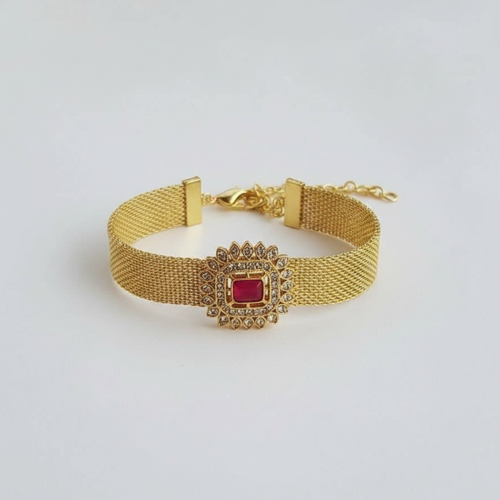 Golden Kumkum work Rakhi Bracelet pack of 1