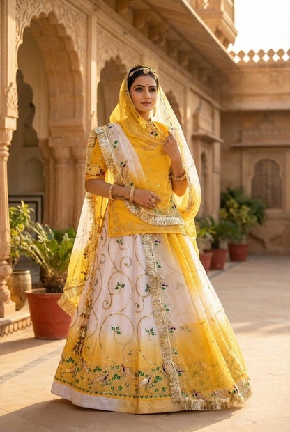 Rajasthani Humrai Odhna Poshak | Soft Tissue Crush Fabric with Handwork