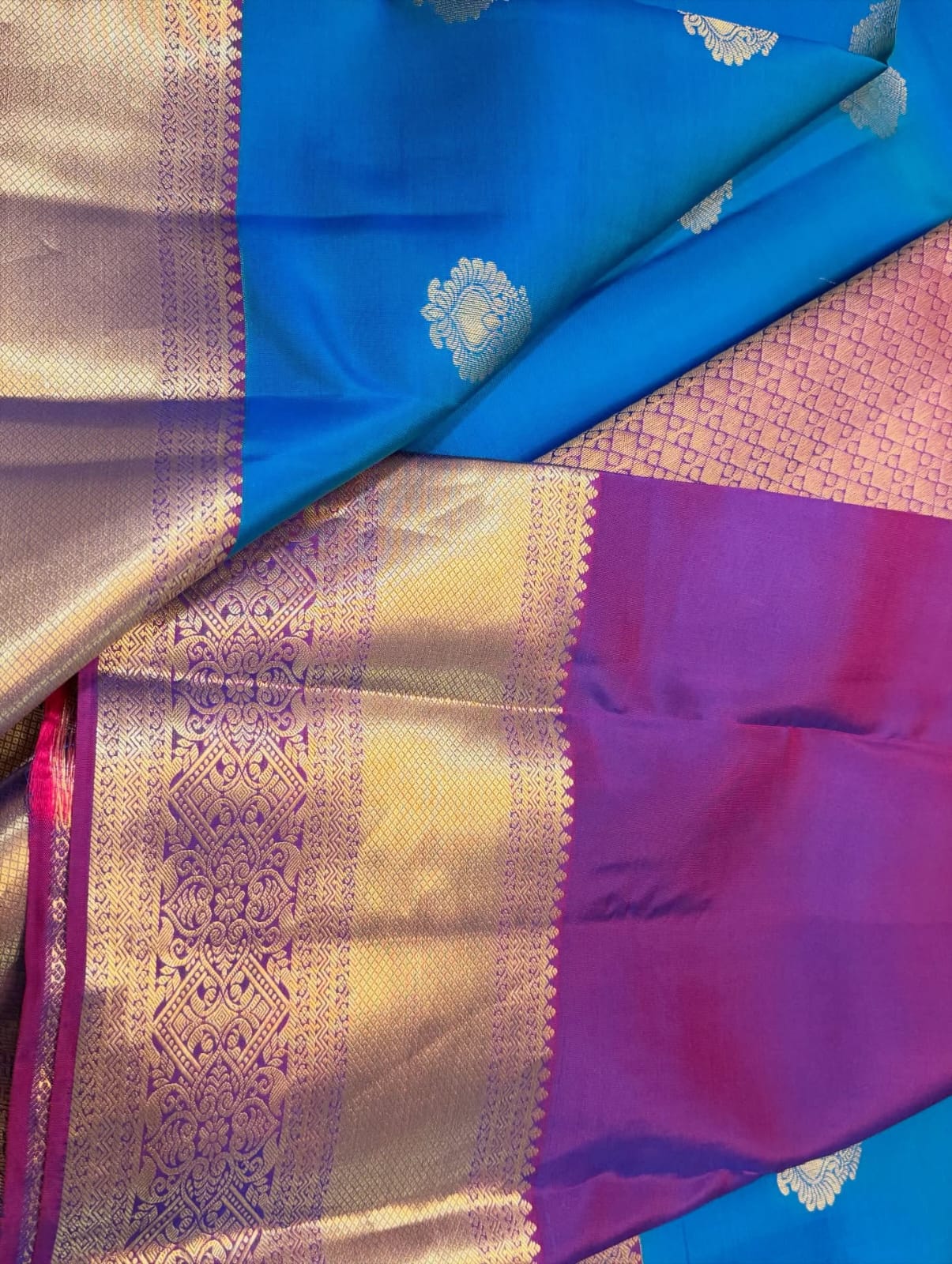 Royal Blue Rich Pallu Pure Silk Kanchipuram Saree silk Mark certified