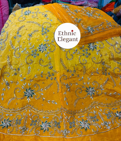 Royal Natural silk fabric thakurji pure odhna heavy jardoji dabka work poshak