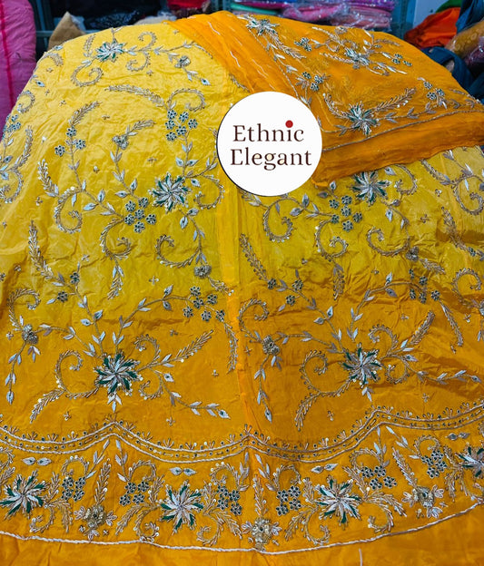 Royal Natural silk fabric thakurji pure odhna heavy jardoji dabka work poshak