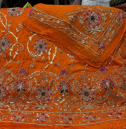 Royal Bemberg Satin Heavy Jardozi Dabka Thakurji Poshak