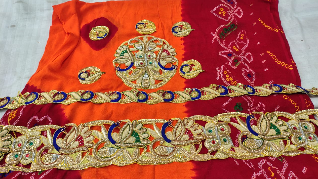 Premium Kolkata Ojaria Pila Chunri | Handmade Wedding & Puja Chunri