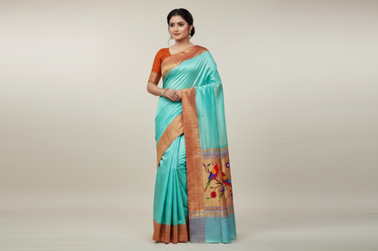 Handloom Triple Muniya Pure Silk Paithani Saree | Yeola Silk Mark Certified Saree