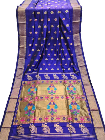 Pure Silk Paithani Saree with Maharani Pallu & Meenakari Buti – Kalanjali Collection