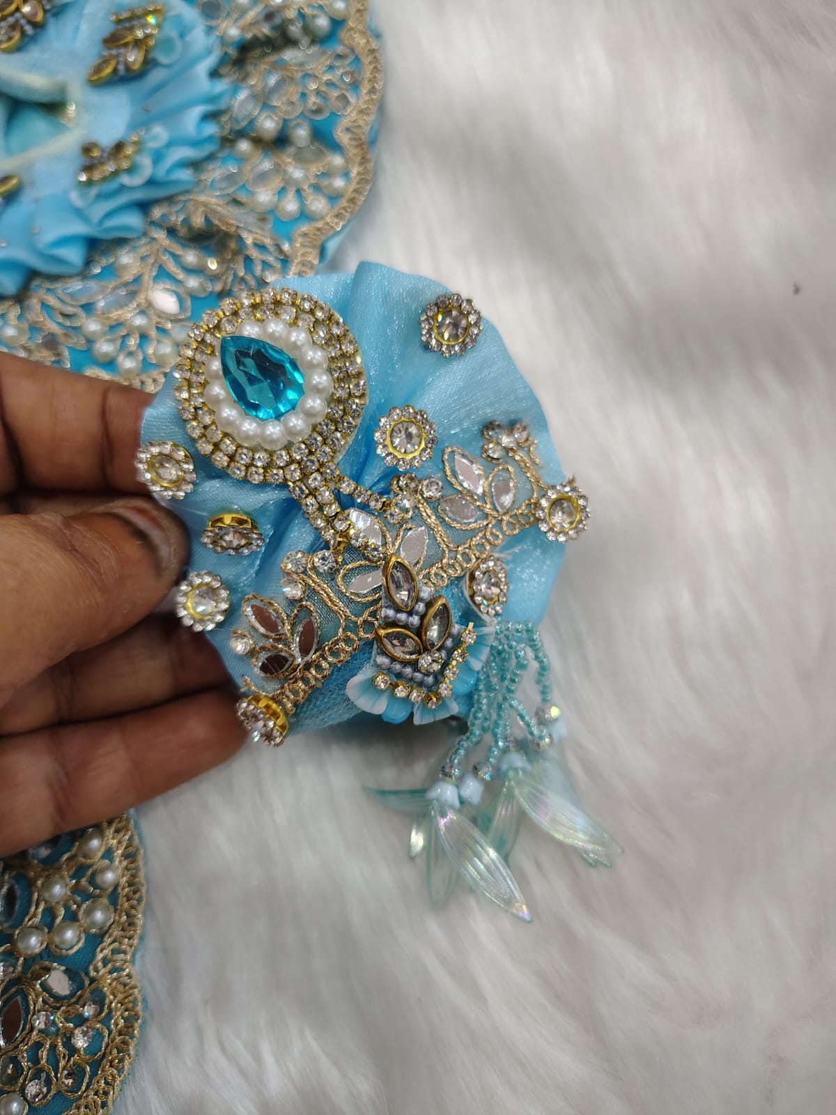 Designer Ladoo Gopal Poshak Set | Luxury Krishna Dress with Mukut