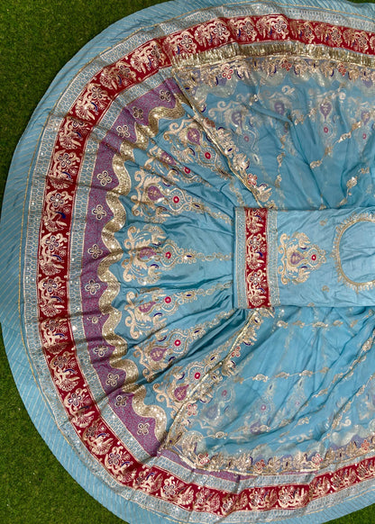 CREPSILK Fabric with  pure Odhani 4 MTR GHER Designer Rajputi poshak