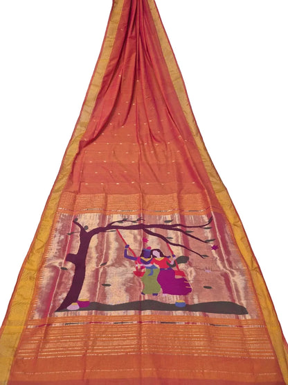 Cotton Fancy Paithani Saree – Handloom Pure Cotton with Fancy Pallu & Running Blouse