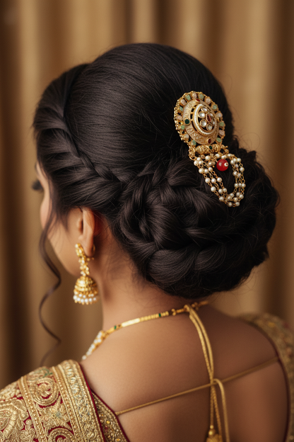 Rajwadi Hair Brooch for Women – Bridal Juda Pin Hair Accessory for Wedding & Festive Hairstyles