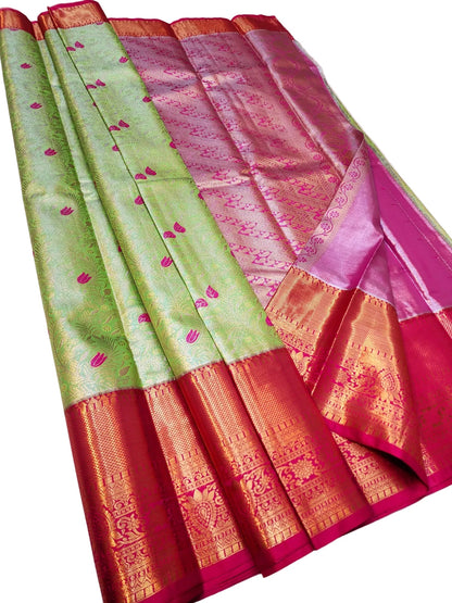 Designer Kanjipuram Semi Tissue Saree – Trendy Traditional Look for Festive & Partywear
