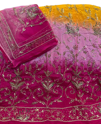 Natural crap pure odhna heavy dabka jardoji handwork poshak Rajwadi Poshak