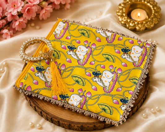 Pichwai Design Return Gift Bag (10x10 inch) – Traditional  Gift Bag for Wedding, Diwali & Festive Gifting