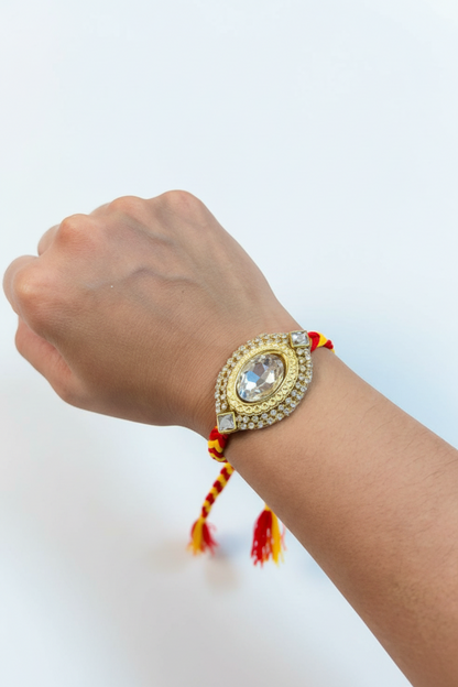 Hand Watch Design Kalawa Moli Rakhi for Brother | Premium Stone Rakhi (Pack of 1)