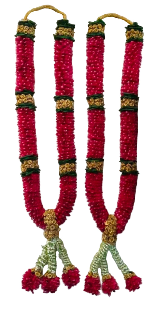 Fresh flower Red Rose Varmala Pair | Traditional Wedding Jaimala for Bride & Groom