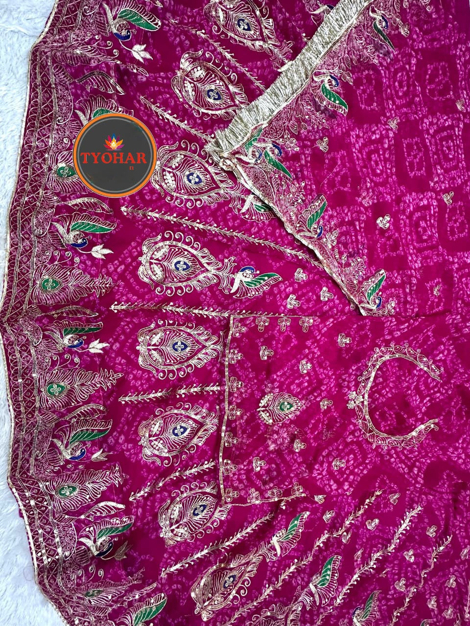 Designer 4 Mtr Gher Vintage Chunnari Rajputi Poshak | Georgette Zari Work Wedding Outfit CODE : SHR