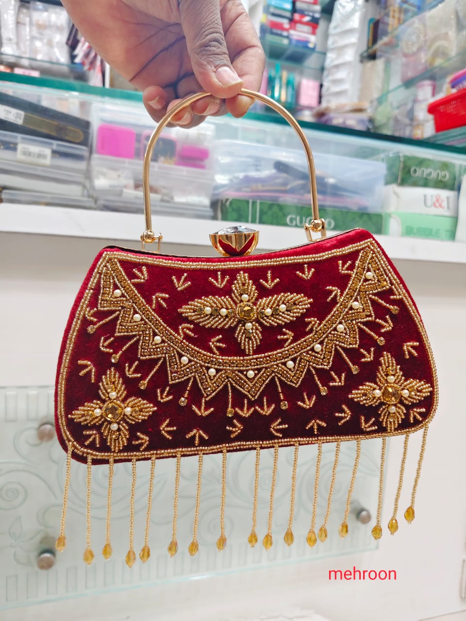 Elegant Metallic Gold Shimmery Party Clutch