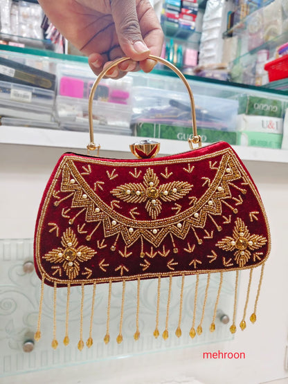 Elegant Metallic Gold Shimmery Party Clutch