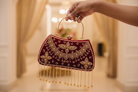 Elegant Metallic Gold Shimmery Party Clutch