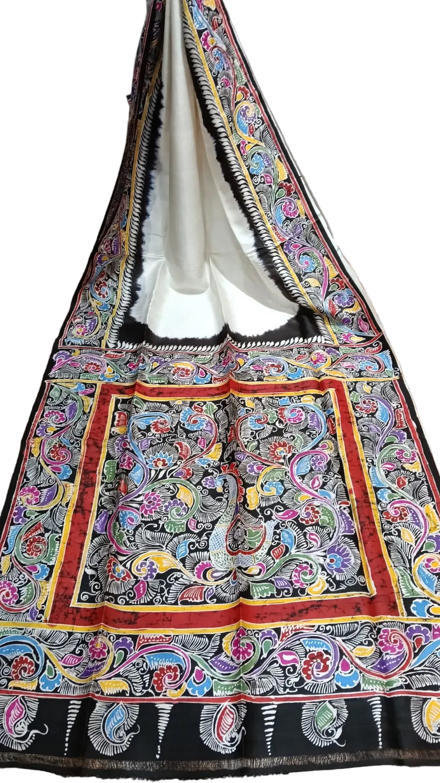 Authentic Bishnupuri Batik Pure Silk Saree | Handprinted & Silk Mark Certified