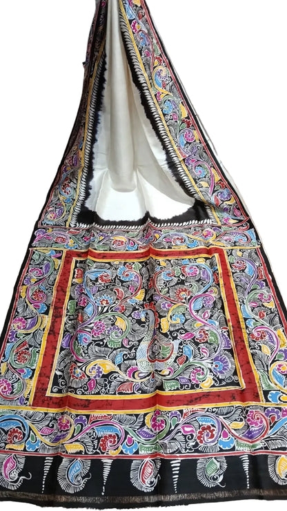 Authentic Bishnupuri Batik Pure Silk Saree | Handprinted & Silk Mark Certified